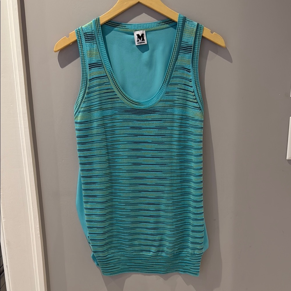 M Missoni Silk Blue Sleeveless Top